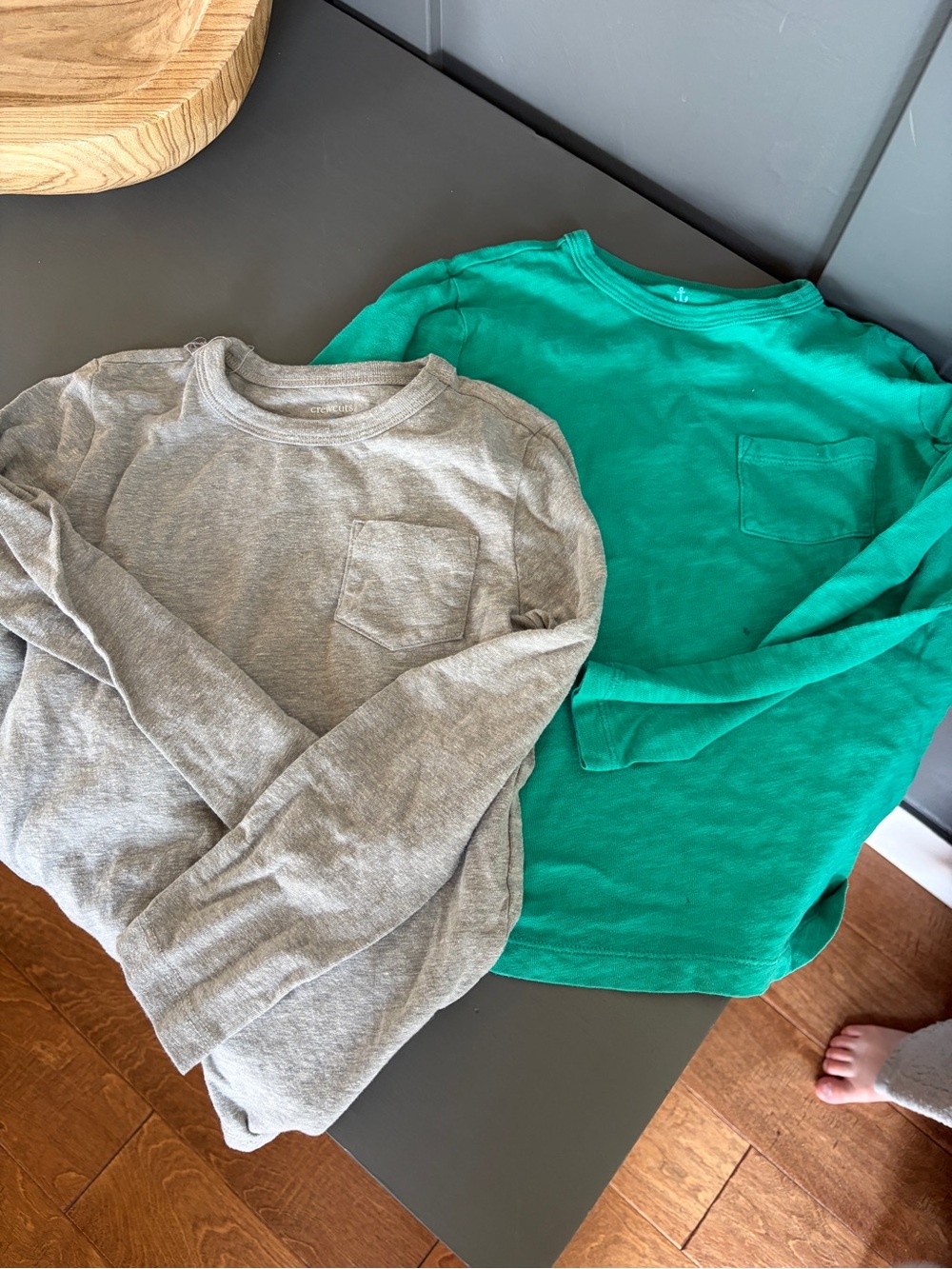 Crewcuts Long-Sleeve Pocket Tees – Gray & Green